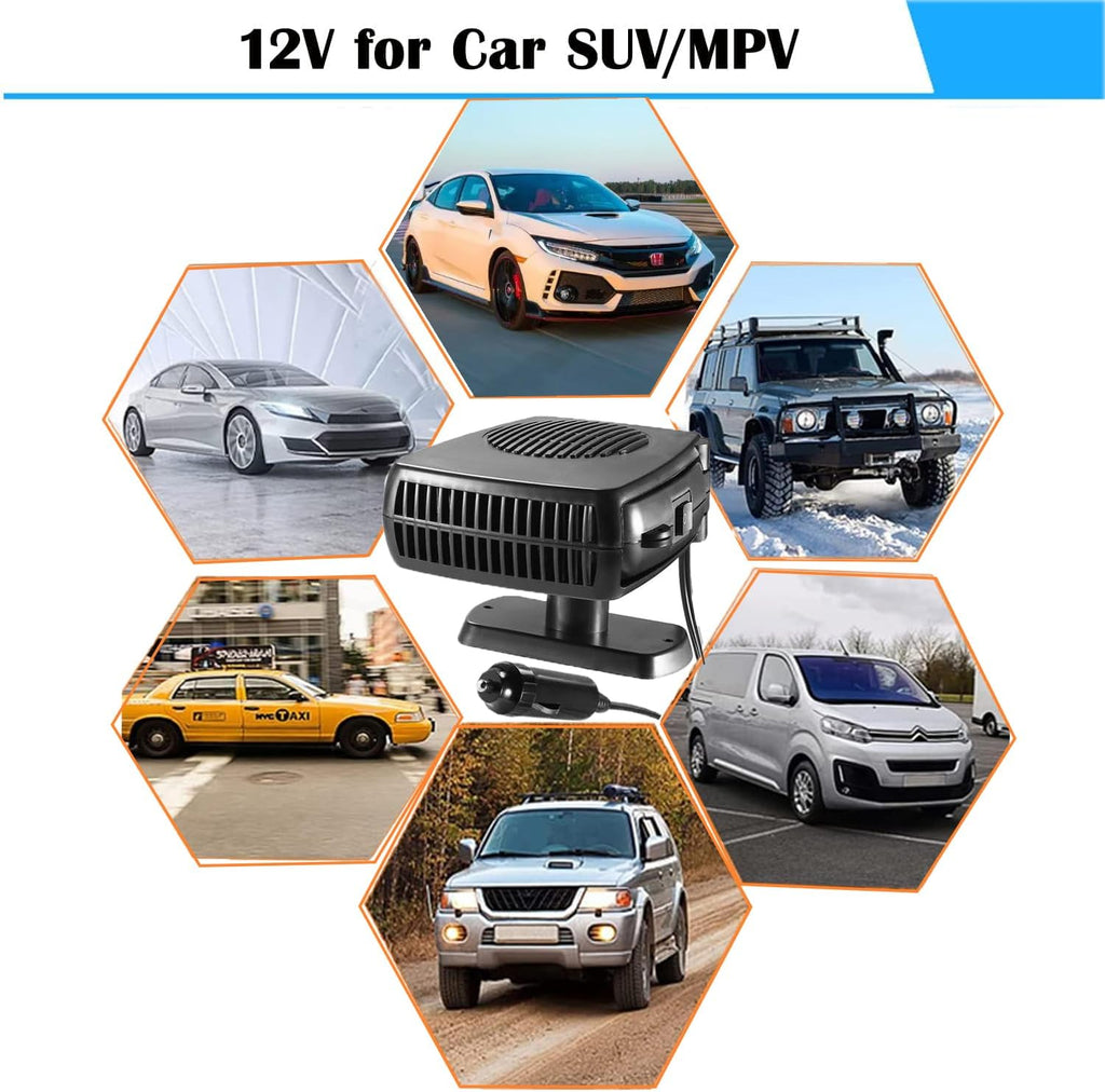 Portable Car Heater, 200W Windshield Defogger with 360 Degree Rotary Base H5763