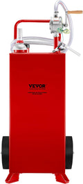 VEVOR 30 Gallon Portable Gas Caddy, Fuel Caddy Fuel Storage Tank with 2 Wheels & Manual Transfer Pump, Gasoline Diesel Fuel Container for Cars, Lawn Mowers, ATVs & Boats, Red