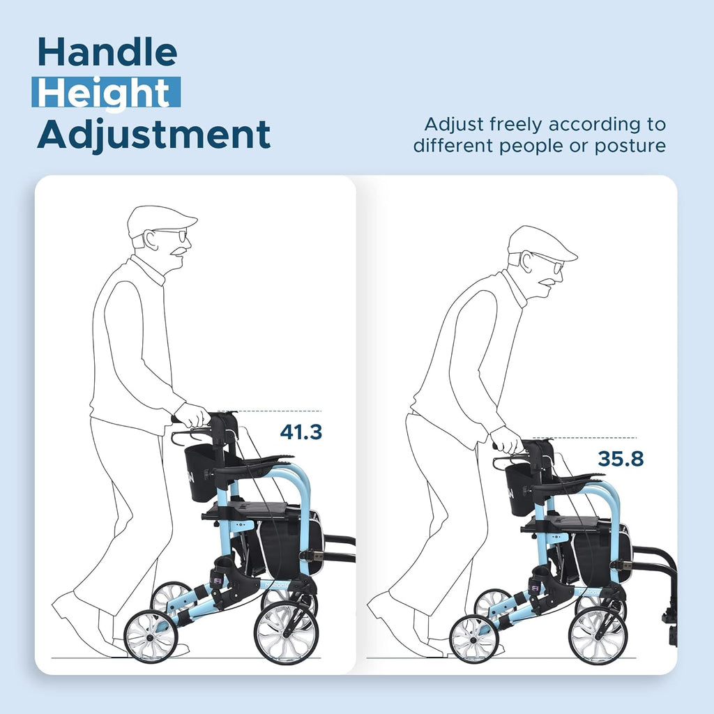 Rollator Transport Chair with 10 Inch Wheels and Footrest T3887