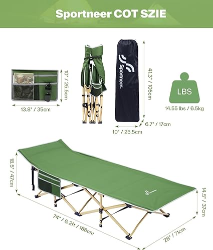Camping Cot for Adults with Mattress, Heavy Duty Portable Folding Bed P23691