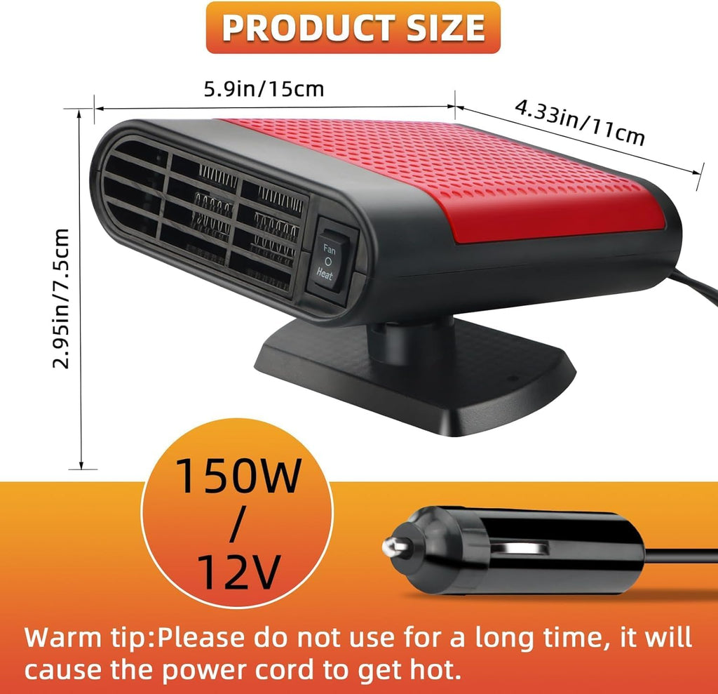 Portable 12V Car Heater Defroster with 360-Degree Suction Holder K2904