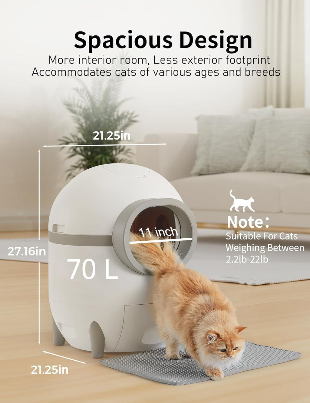 Self-Cleaning Cat Litter Box with Extra Large Waste Drawer E2055
