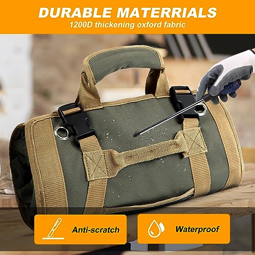 Roll Up Tool Bag with Detachable Pouches, Heavy Duty Organizer S157968
