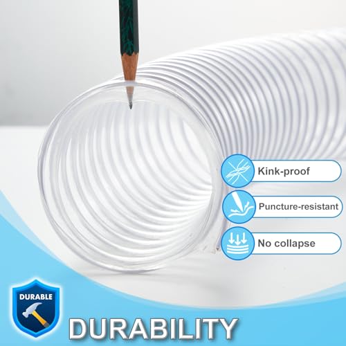 PVC Dust Collection Hose 4 Inch, 10 ft, Flexible with Carbon Steel Wire Coil Q574898