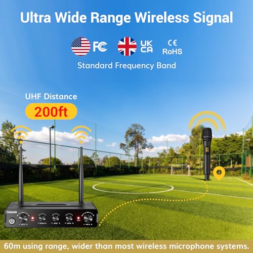 Wireless Microphone System with Receiver for Karaoke and Singing Y613740
