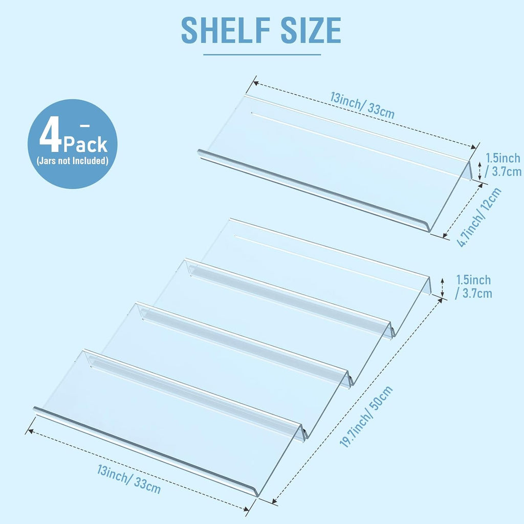 Spice Drawer Organizer 4 Tier, Clear Acrylic Rack, Expandable N1369