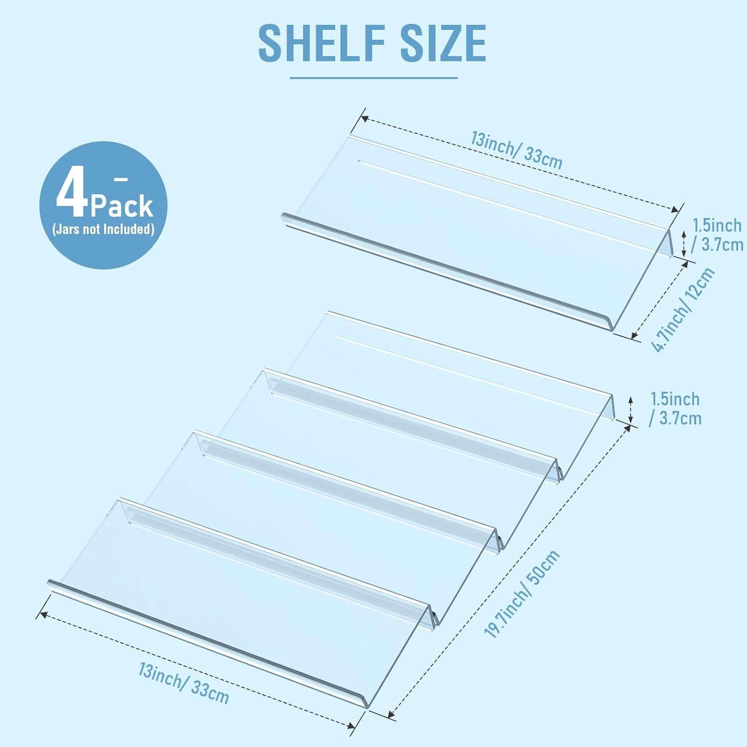 Spice Drawer Organizer 4 Tier, Clear Acrylic Rack, Expandable N1369