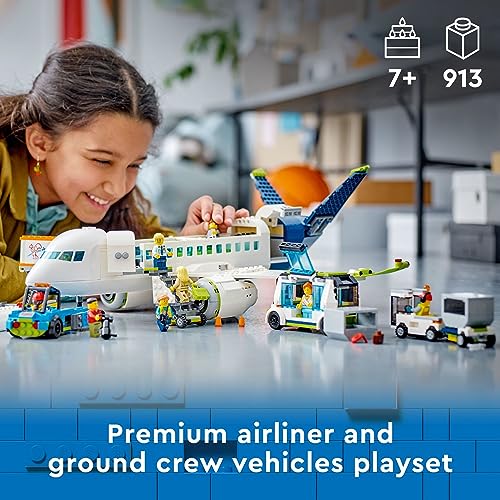 Passenger Airplane Building Toy Set with Bus and Luggage Truck U74506