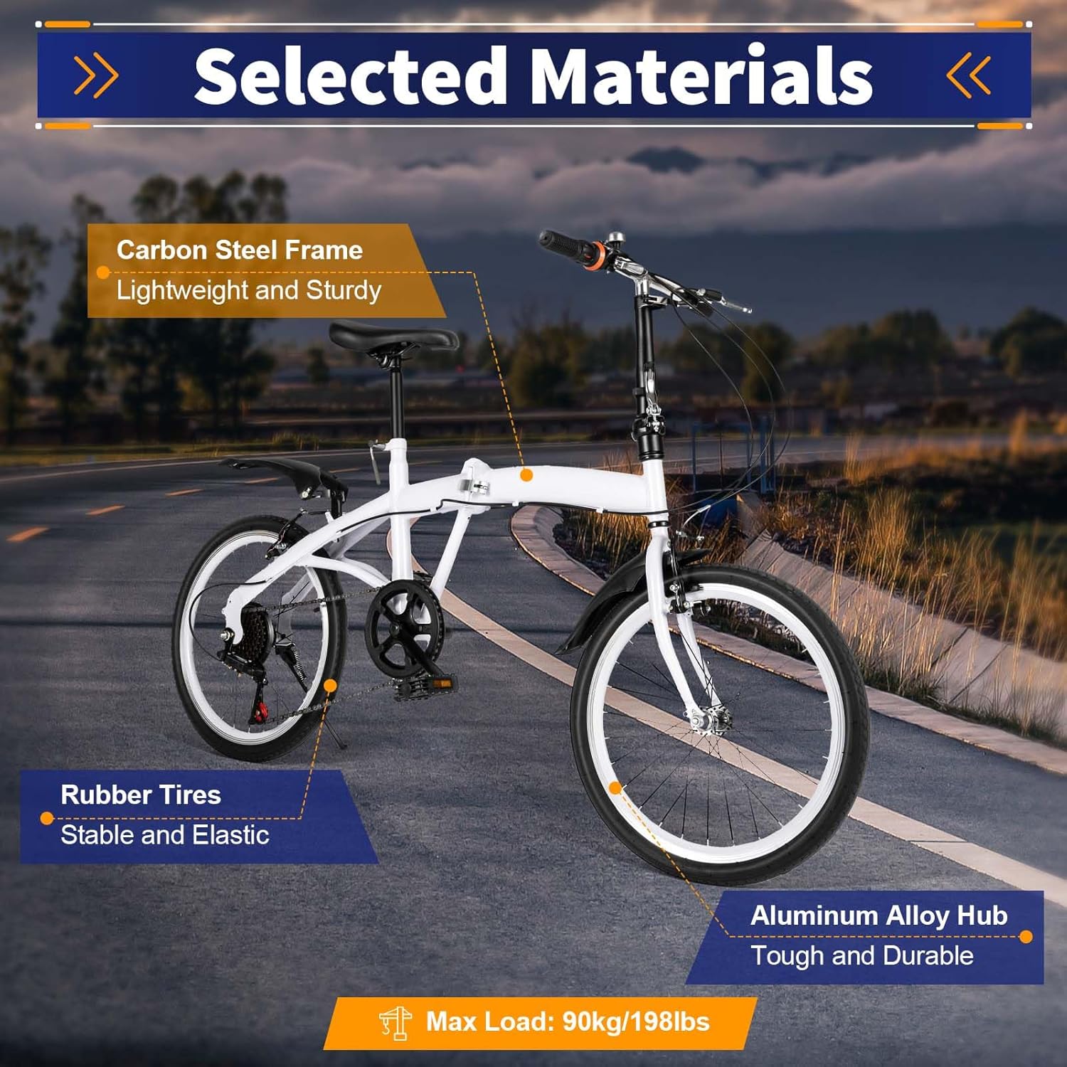 Folding Bike 20 Inch, 6 Speed, Adjustable Seat Y161