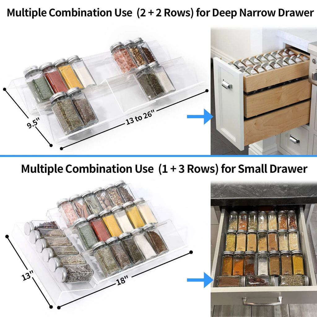 Acrylic Spice Drawer Organizer, Expandable Kitchen Storage Tray Z79195