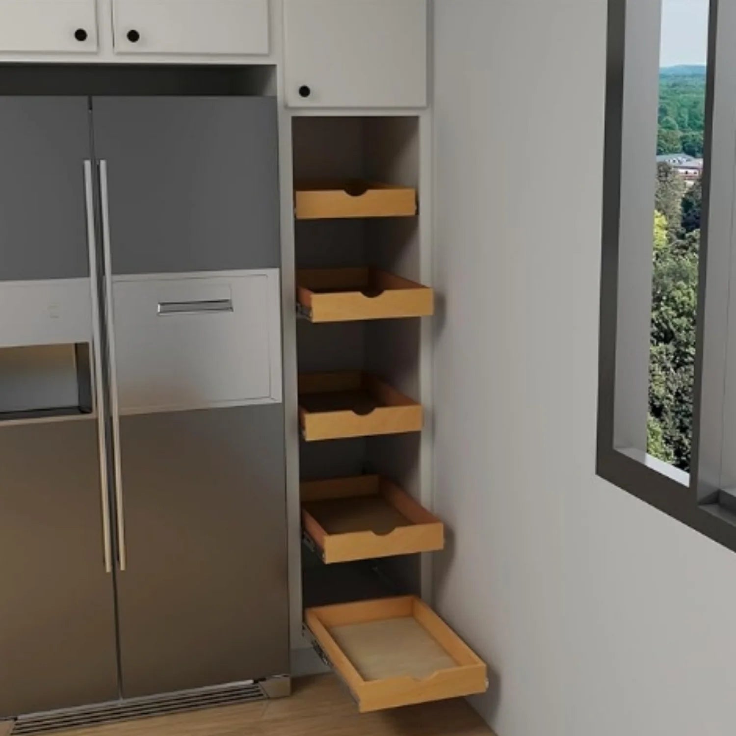 Wood Pull Out Drawer Shelf for Kitchen Cabinet Organizer E7610