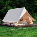Double Door Canvas Glamping Tent Rainproof, Camping Bell Tent for 4 Person with Windows, Easy Set-Up All Season Tents - Embrace Outdoor Luxury with Family-Friendly Tent and Ready for Thrills