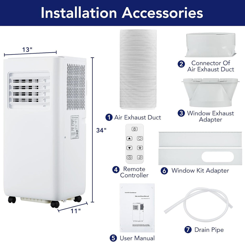 Portable Air Conditioner 10,000 BTU, Cooling up to 450 Sq.Ft, 3-in-1 with Dehumidifier & Fan Mode D14173
