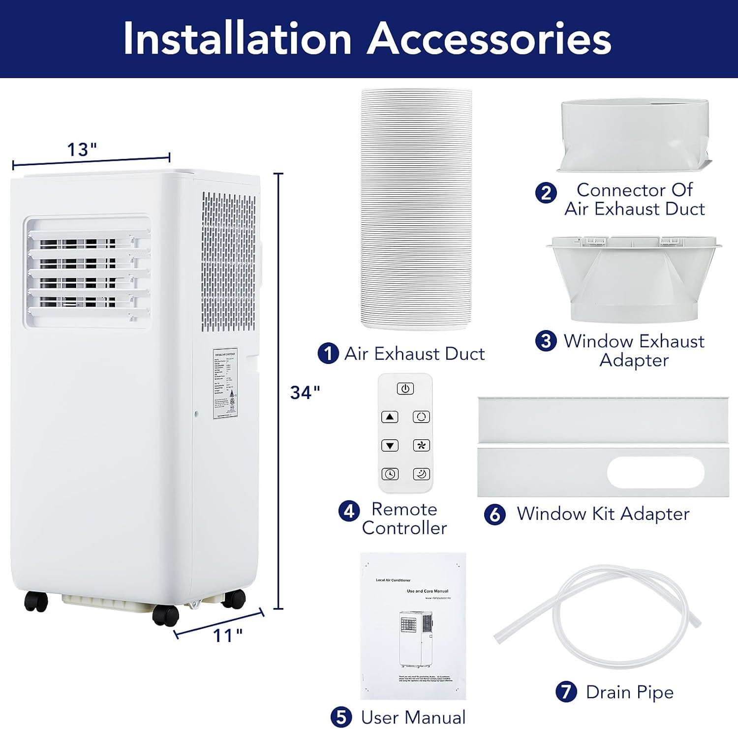 Portable Air Conditioner 10,000 BTU, Cooling up to 450 Sq.Ft, 3-in-1 with Dehumidifier & Fan Mode D14173