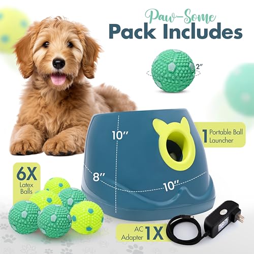 Automatic Dog Ball Launcher with 6 Latex Balls for Small to Medium Dogs P495