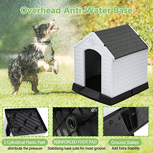 Large Dog House Outdoor Waterproof with Air Vents and Elevated Floor N474392