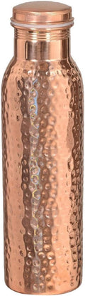 100% Pure Copper Water Bottle Ayurvedic Water Copper Bottle - Leak-Proof Water Bottle Seal Cap, Joint Free Copper Bottle 32 Oz Hammered (Hammered) 900 Ml (Pack Of 1)