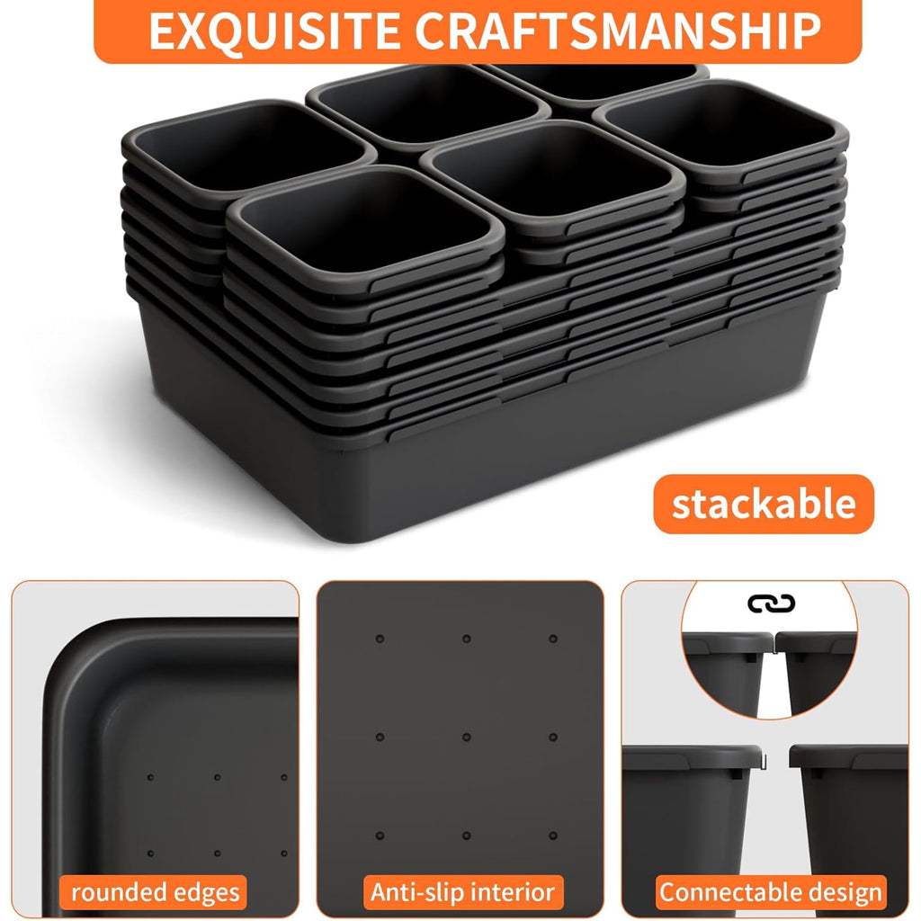 Desk Drawer Organizer Tray, 3 Sizes Plastic Storage Bins D533741