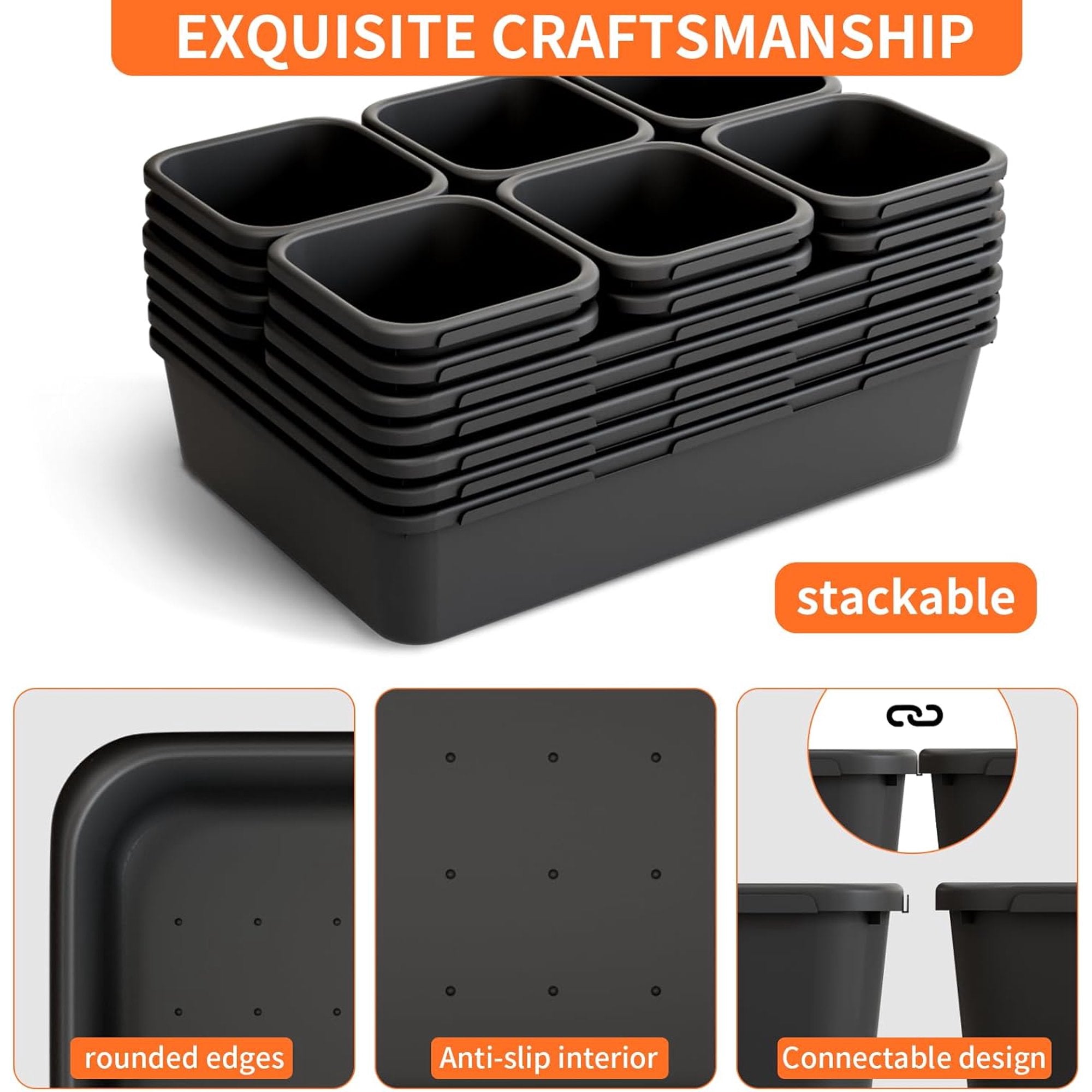 Desk Drawer Organizer Tray, 3 Sizes Plastic Storage Bins D533741