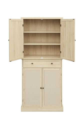 Modern Pantry Cabinet with Wine Rack for Dining Room and Kitchen H2336