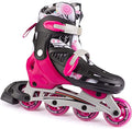 New-Bounce Adjustable Inline Skates for Girls and Boys - for Kids, Teens, and Young Adults Outdoor Roller Skates for boys ages 8-12 for Beginners & Advanced | Pink