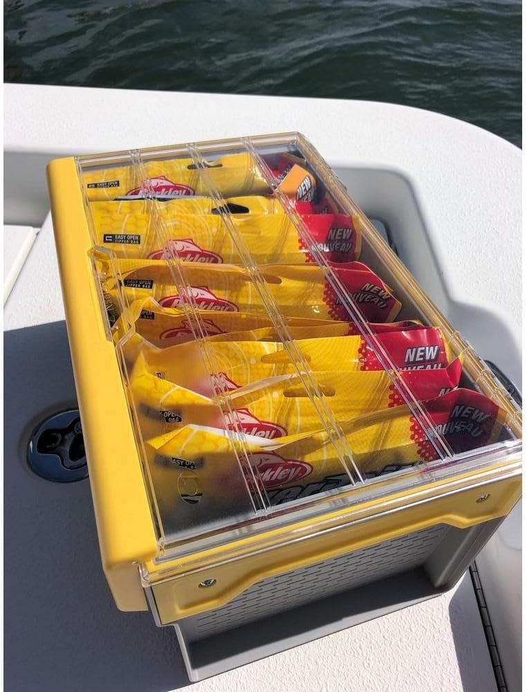 Plastic Tackle Utility Box, Clear and Yellow, Rust-Resistant, Waterproof S649