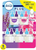 Febreze Plug in Air Fresheners - Odor Eliminator for Strong Odors - 1 Warmer + 5 Oil Refills (Packaging May Vary) (Lavender and April Fresh)