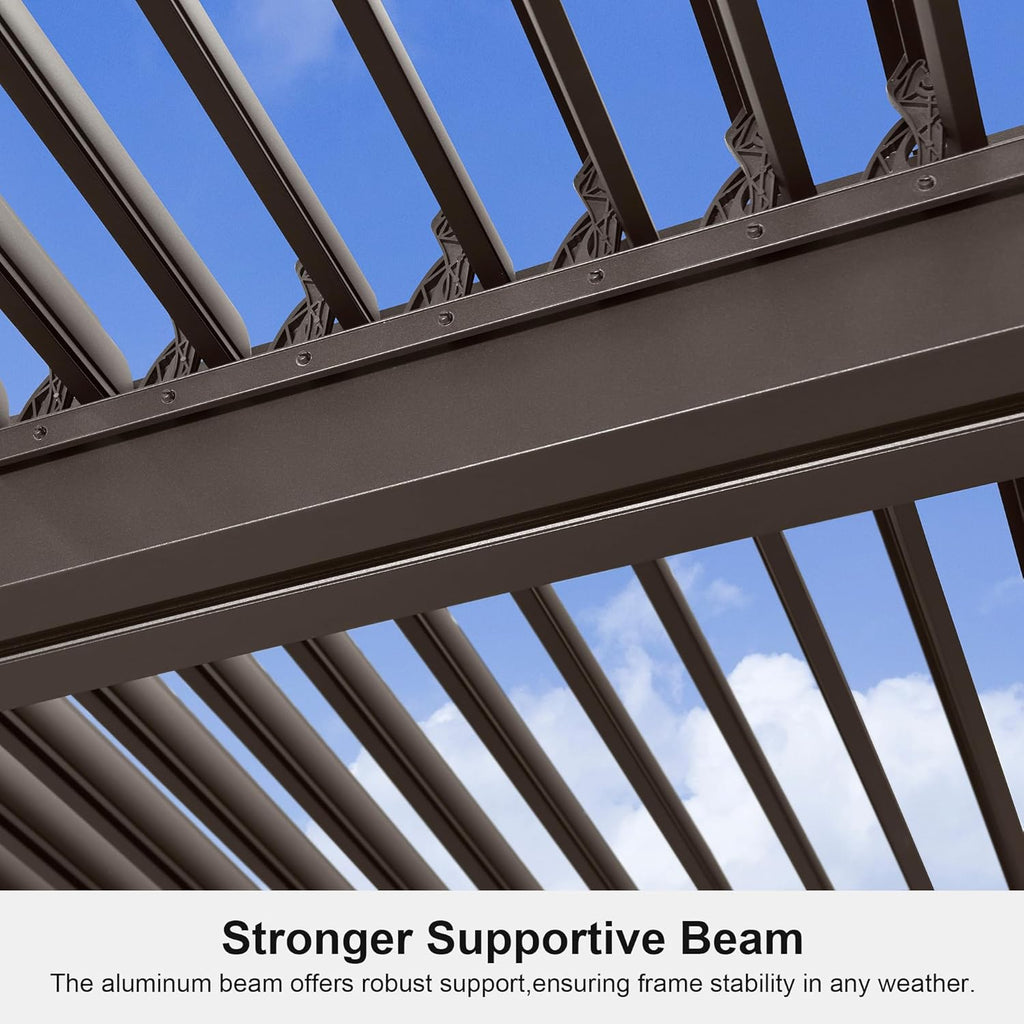 Outdoor Louvered Pergola with Roller Blinds, Aluminum Patio Canopy X761902