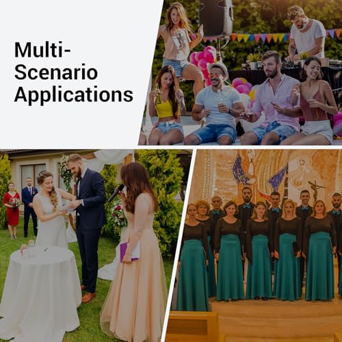 Wireless Microphone System with 4x10 Channels, 200FT UHF Range for Karaoke Party Church Wedding M1686