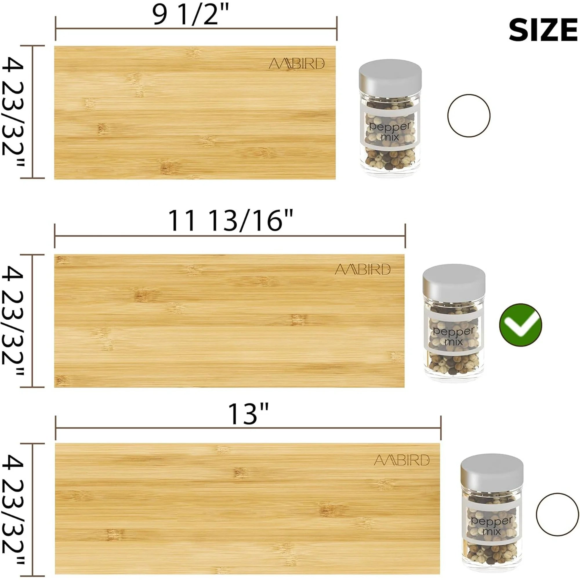 Bamboo Spice Drawer Organizer with Non-slip Mat, 4 Tier, Holds 48 Jars I596