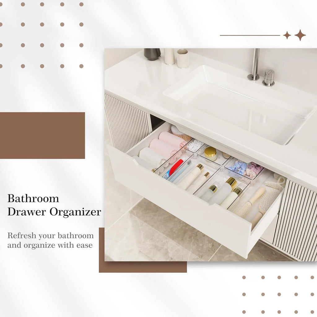 Clear Plastic Drawer Organizer Set - 14 PCS Storage Bins for Kitchen, Bathroom, Makeup and Office H497748