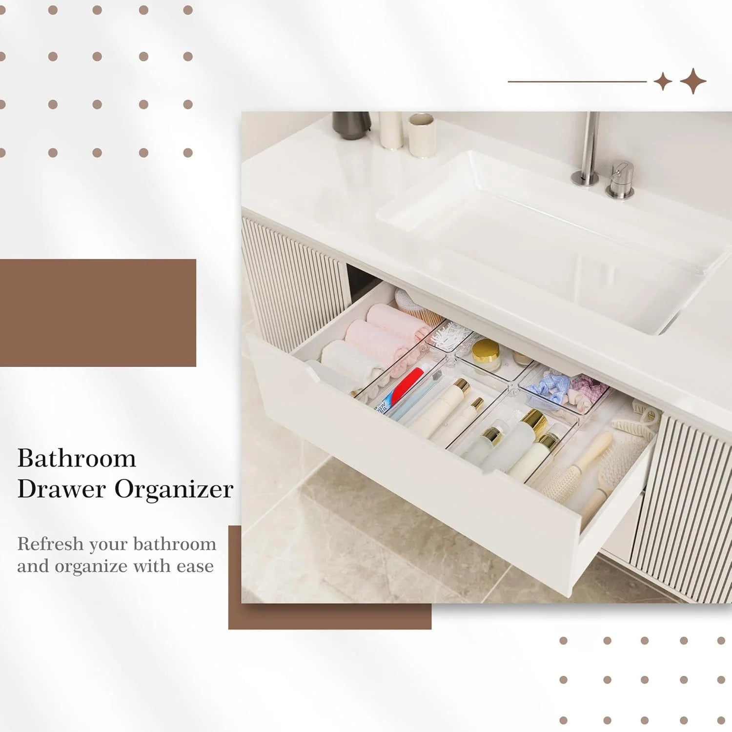 Clear Plastic Drawer Organizer Set - 14 PCS Storage Bins for Kitchen, Bathroom, Makeup and Office H497748