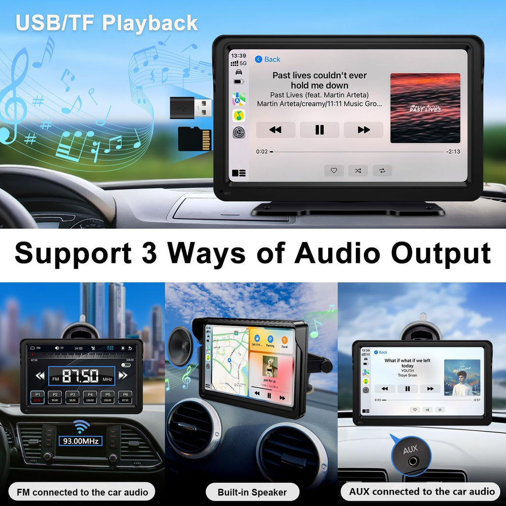 Portable 7 Inch Car Stereo with Bluetooth, GPS Navigation and Touchscreen I405000