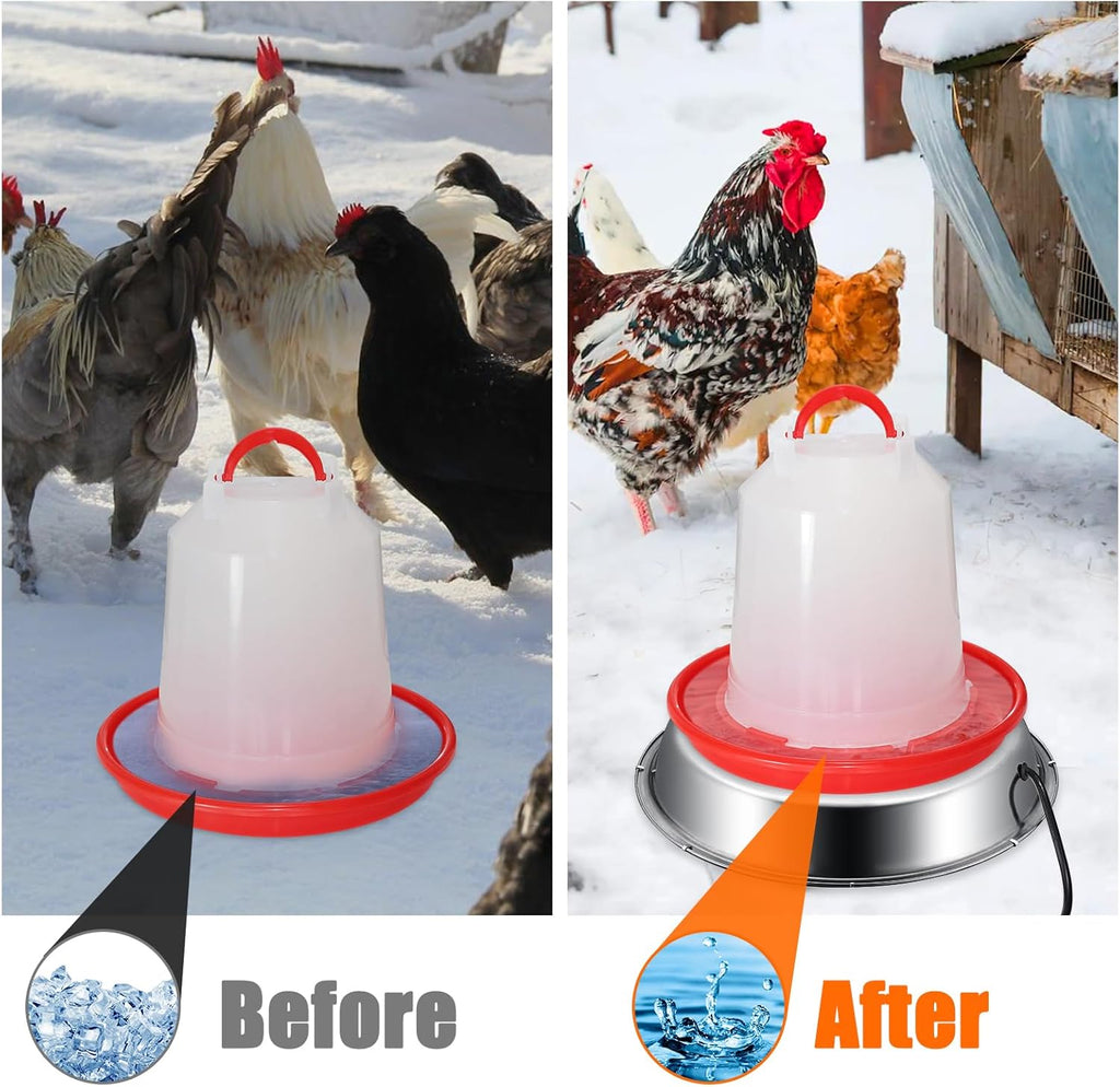 Chicken Water Heater Base, 5 Gallons, Electric Poultry Winter Deicer A9971