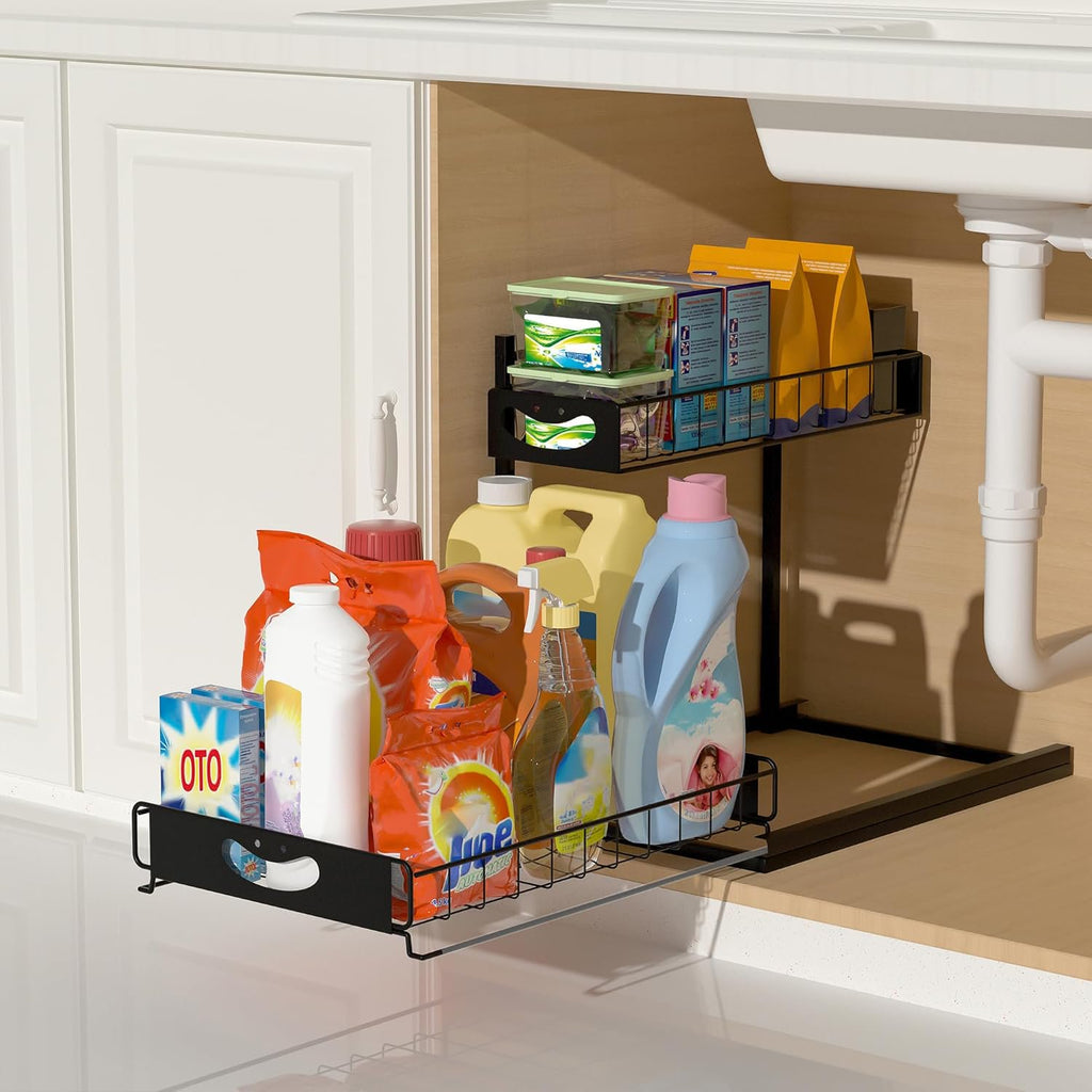 Under Sink Organizer with Pull-Out Drawers, 2 Pack, White E7727