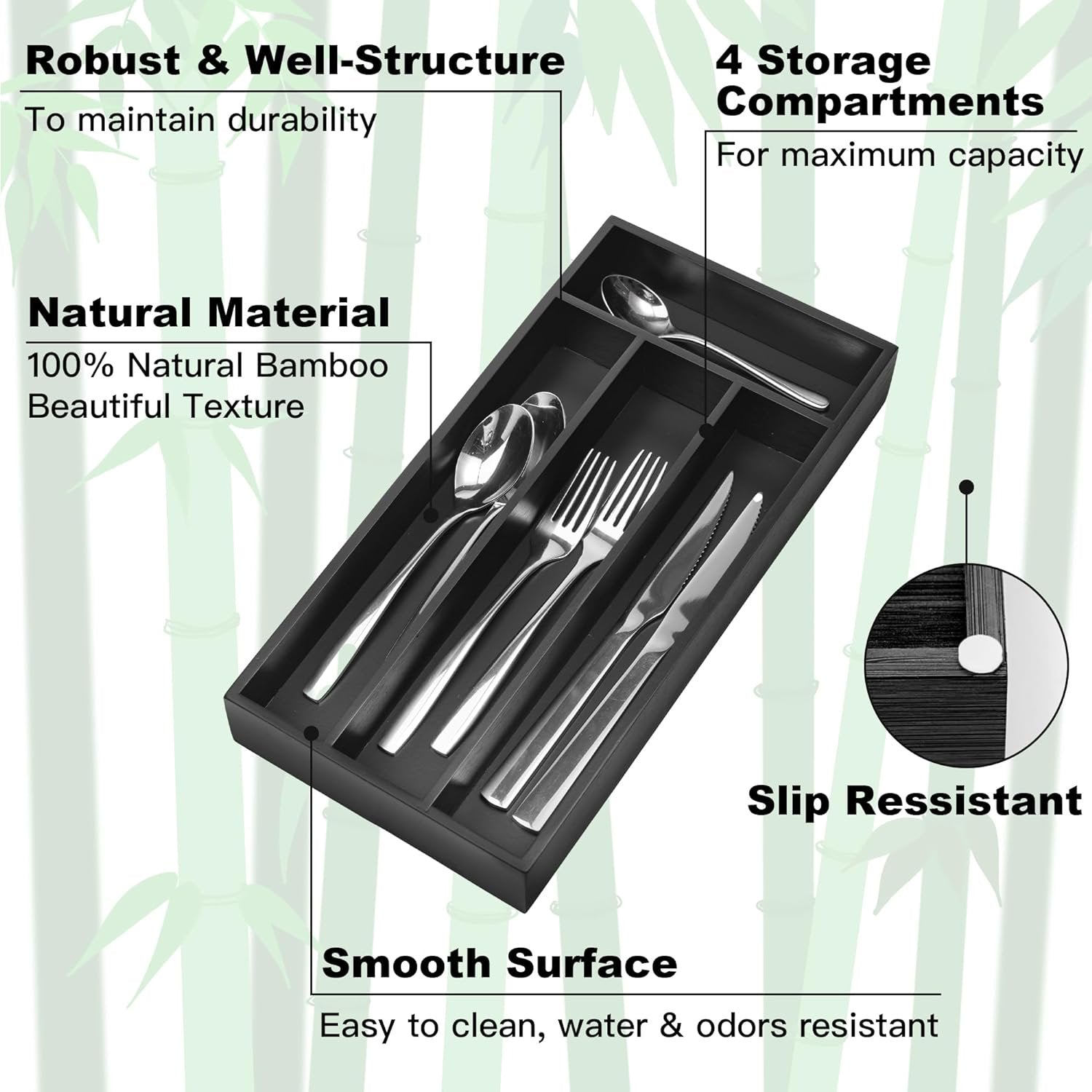 Silverware Drawer Organizer with Cutlery Tray C3735