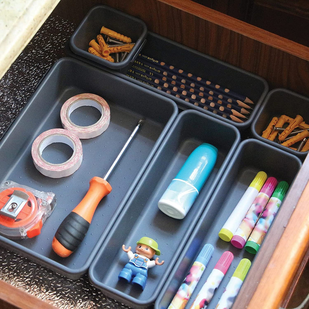 22-Piece Interlocking Desk Drawer Organizer Trays with Dividers E504721