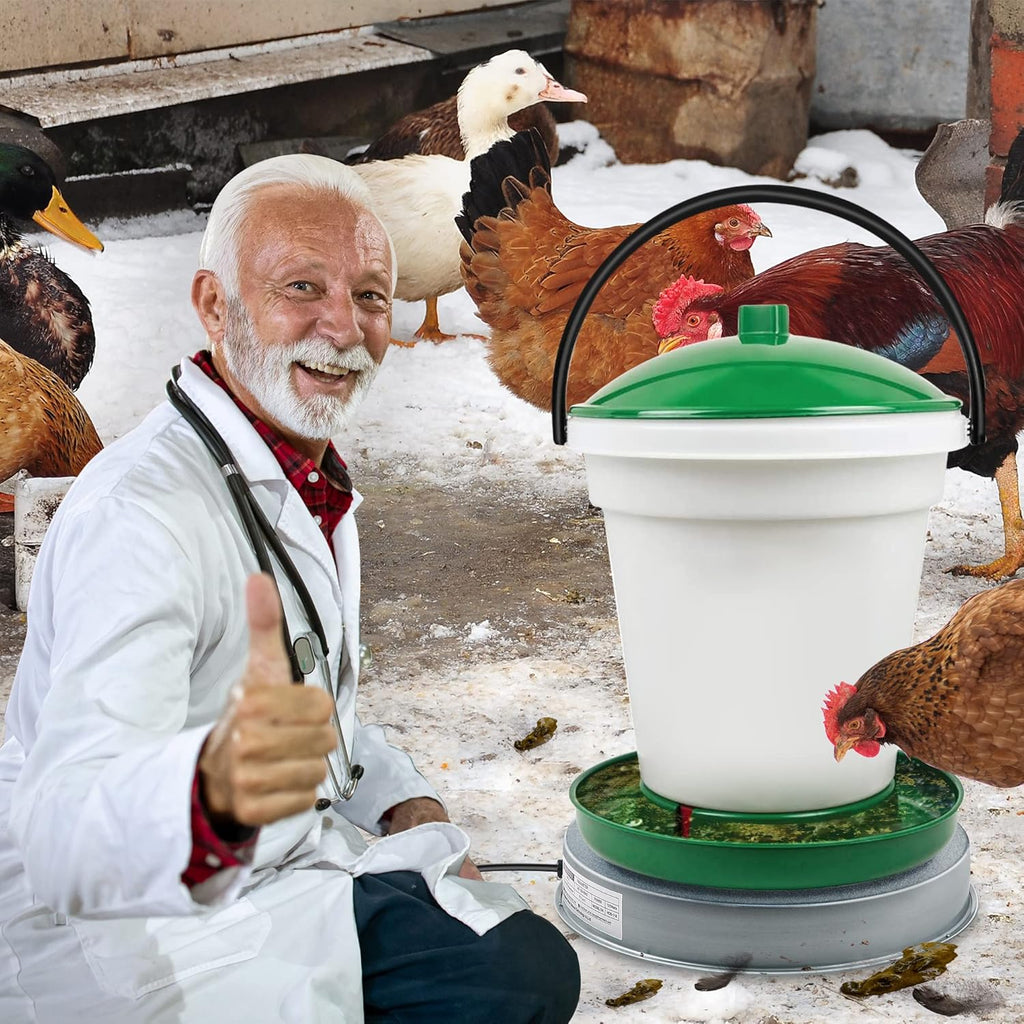Heated Base for Poultry Waterer, 125W Winter Deicer for Metal Founts W41363