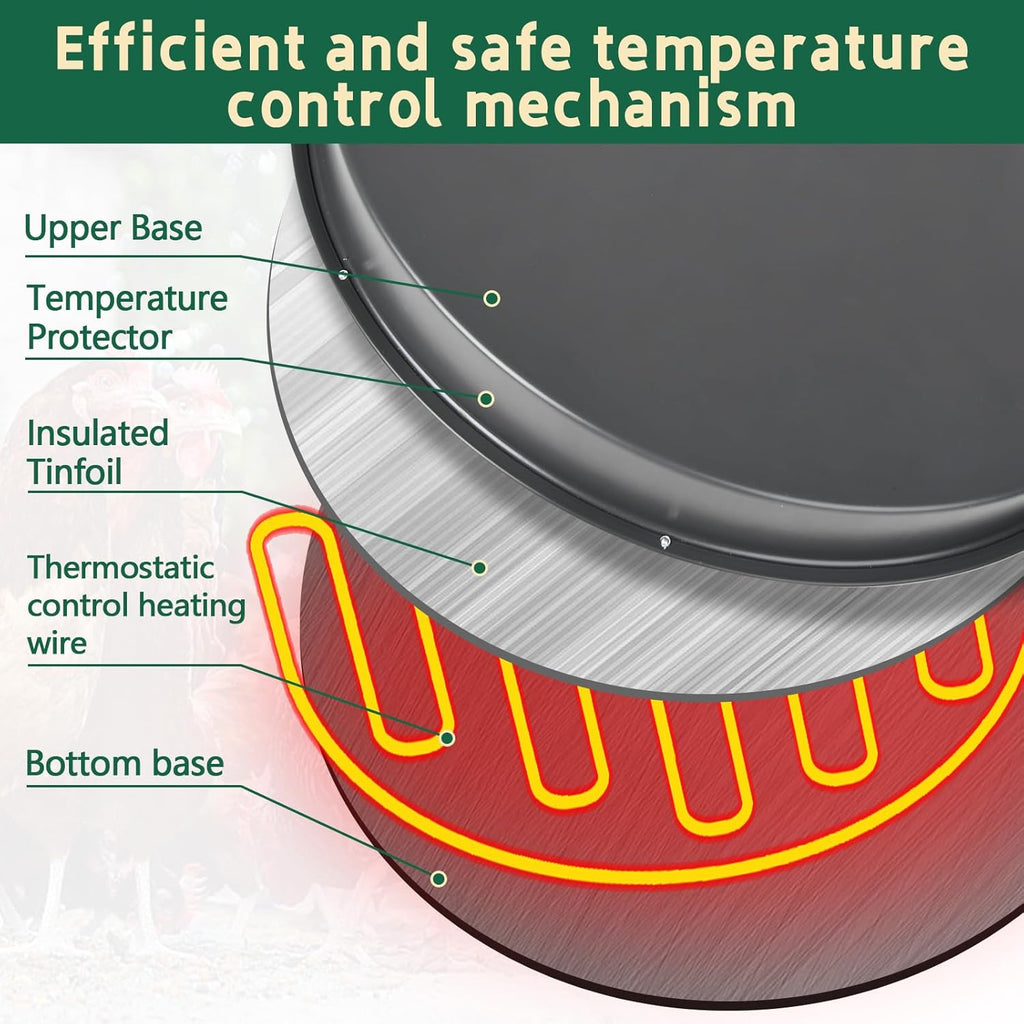 Heated Chicken Waterer Base for Winter, 125W, Fits Plastic or Metal Drinker W866480