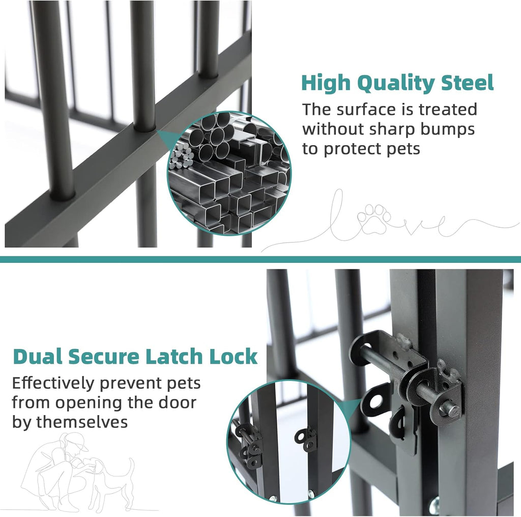Large Outdoor Dog Kennel Metal Pet Playpen with Waterproof Cover H7795