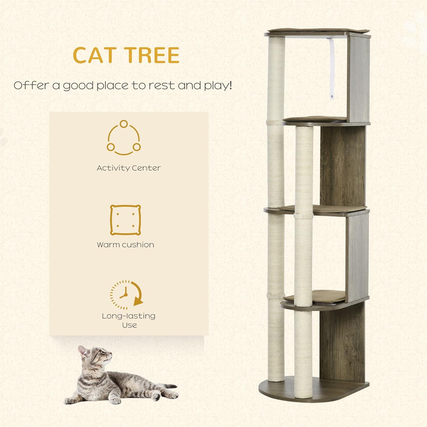 Corner Cat Tree Tall for Climbing with Scratching Posts M902