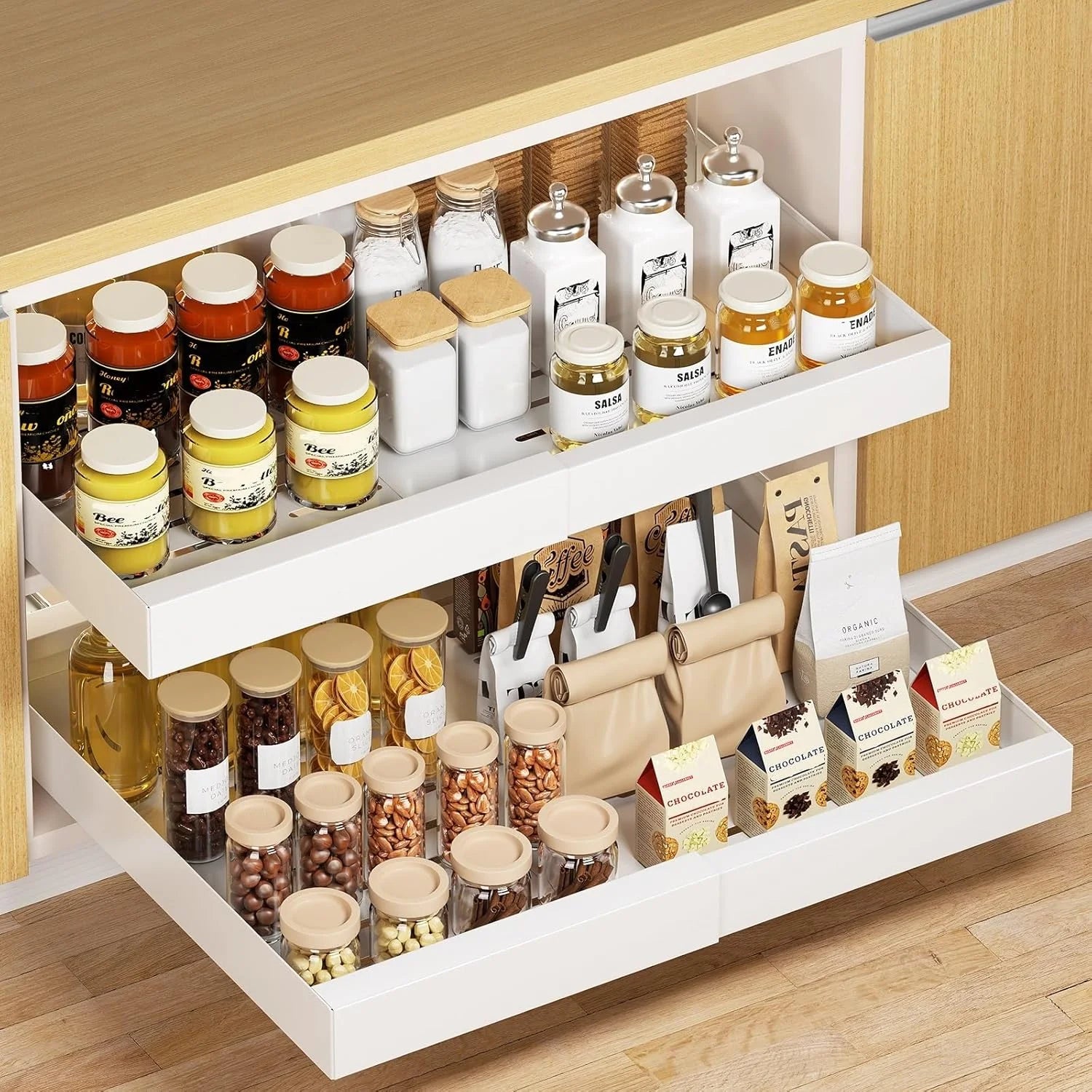 Pull Out Cabinet Organizer, Expandable Slide Out Drawers for Kitchen Storage P8969