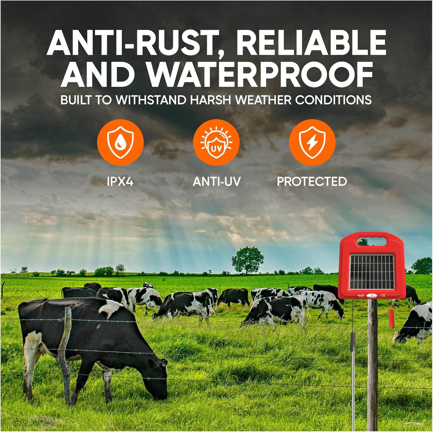 Solar Electric Fence Charger 5 Mile for Livestock G633474