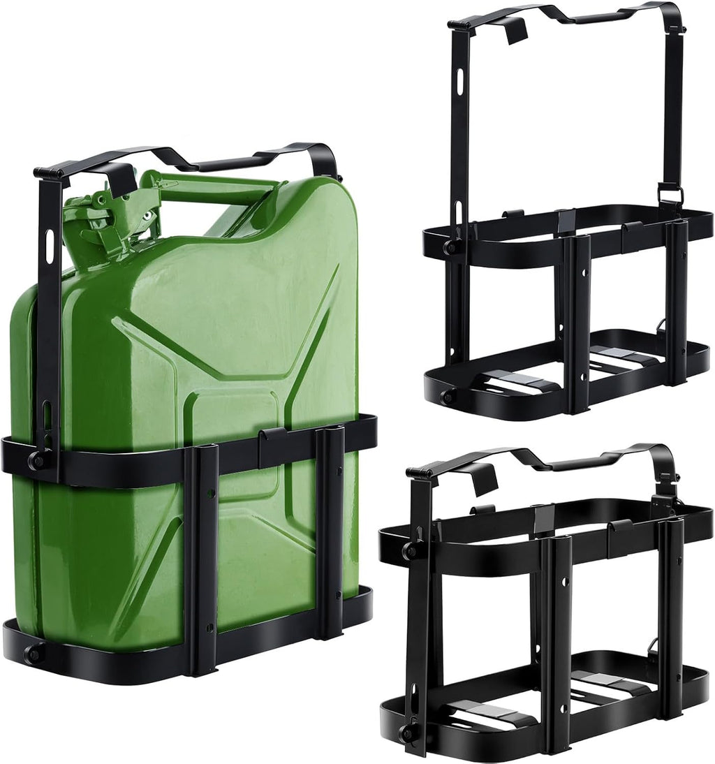 2 Pcs Jerry Can Mount Holder 5 Gallon 20 Liter Jerry Gas Can Holder Metal Lockable Jerry Can Mount Rack Detachable Side Mount Jerry Can Carrier for Truck Trailer, Black
