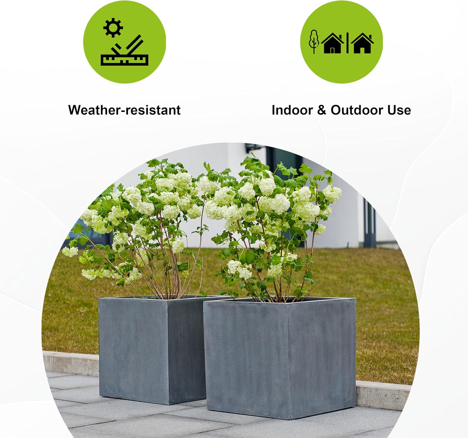 Modern Grey Square Planter, Extra Large, 24 Inch Tall H41411