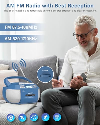 CD Player & Cassette Player Combo with Bluetooth, AM/FM Radio, Remote Control D908961