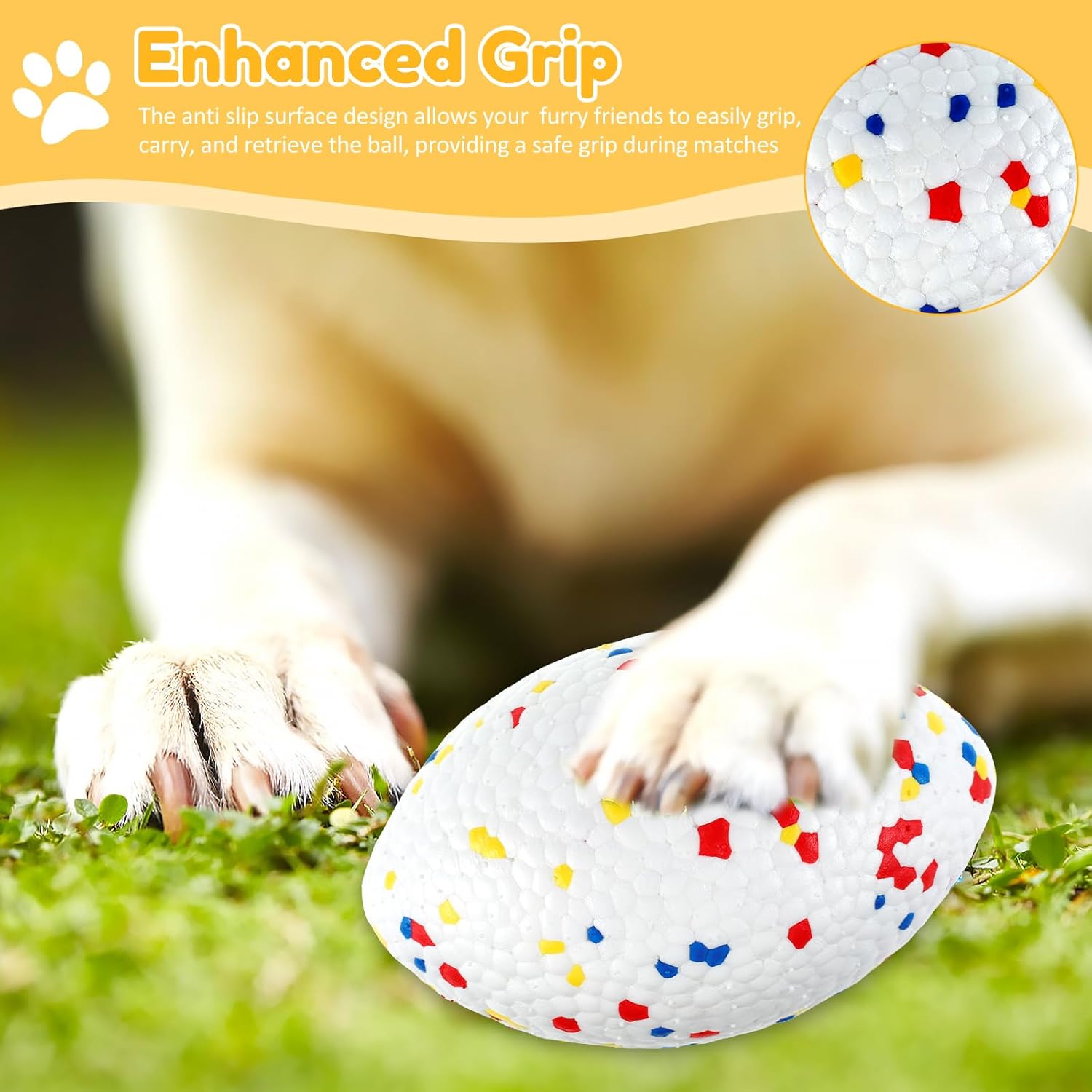 Durable Dog Balls for Aggressive Chewers, Rugby Fetch Toy for Medium and Large Dogs D7529