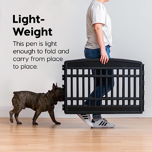 Dog Playpen, 8-Panel 34" with Door, Indoor/Outdoor, Foldable Q5752