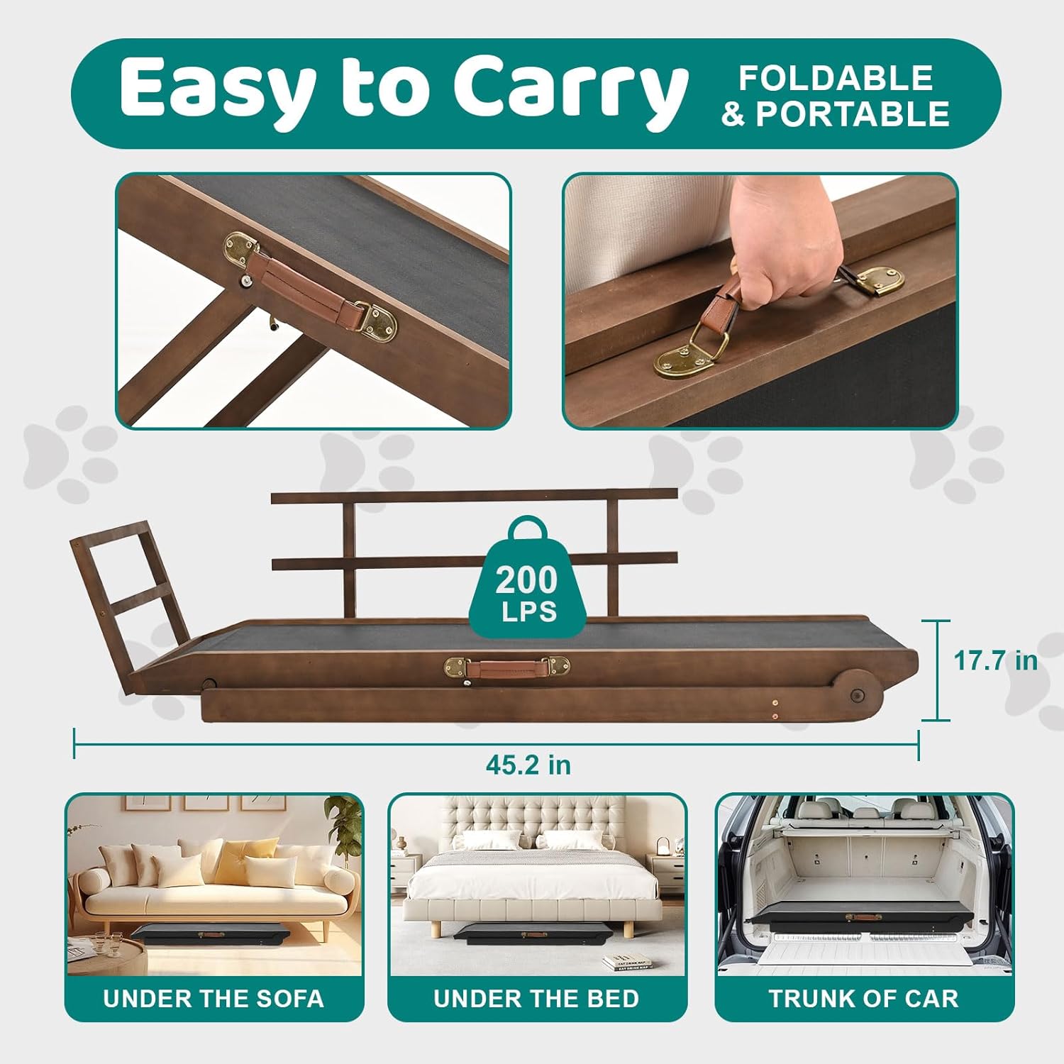 Folding Dog Ramp for High Bed, Couch, SUV, Small & Old Dogs U21331