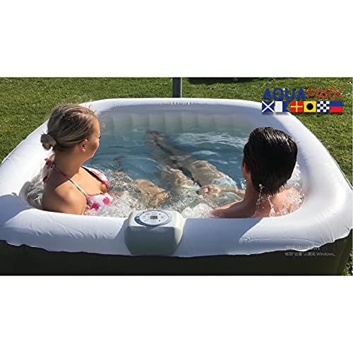 Portable Inflatable Hot Tub 61x61x26 Inch with 120 Bubble Jets, 2-3 Person, Black/White B3333